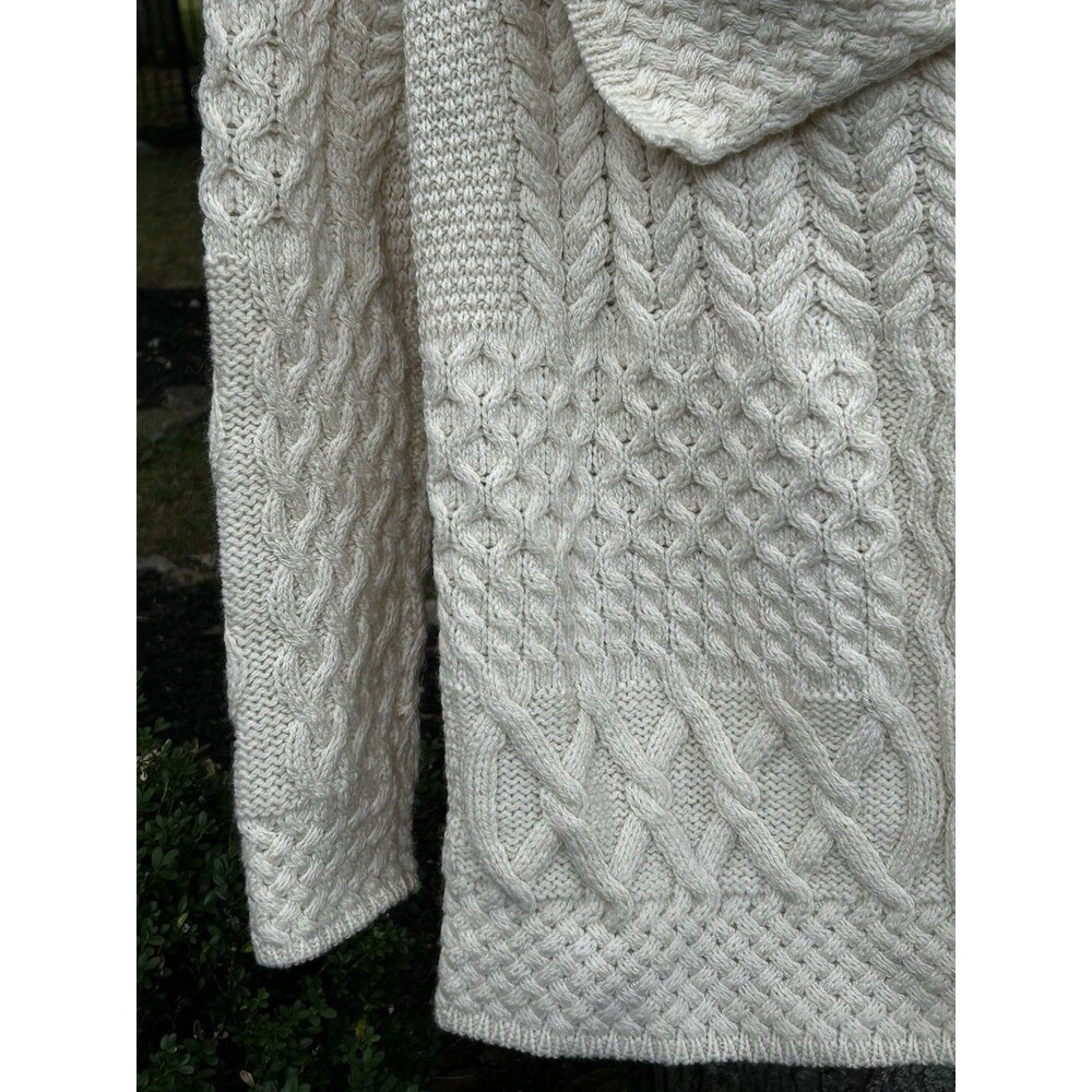Aran Mor Irish Knit Fisherman Sweater Women's Size Large Merino Wool Ireland - Picture 4 of 8
